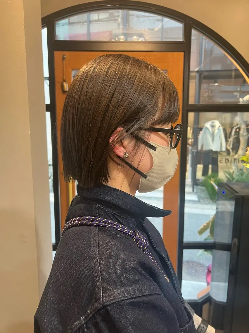 ショート カラー 切りっぱなしボブ 透明感カラー ボブ 神戸ボブ✂️ ioe三宮/田 伸佳のヘアスタイル