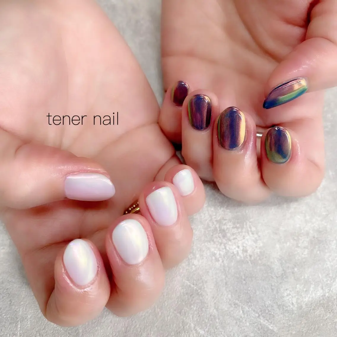 ネイル オーロラネイル ミラーネイル テネルネイル tener nailのネイルデザイン