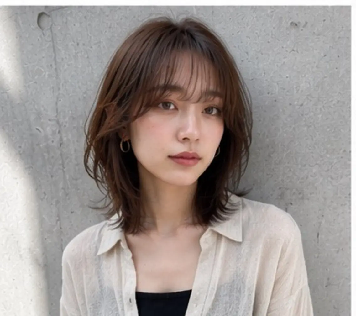 ミディアム カラー パーマ カット ヘアカラー トリートメント 透明感カラー レイヤー/コウスケのヘアスタイル