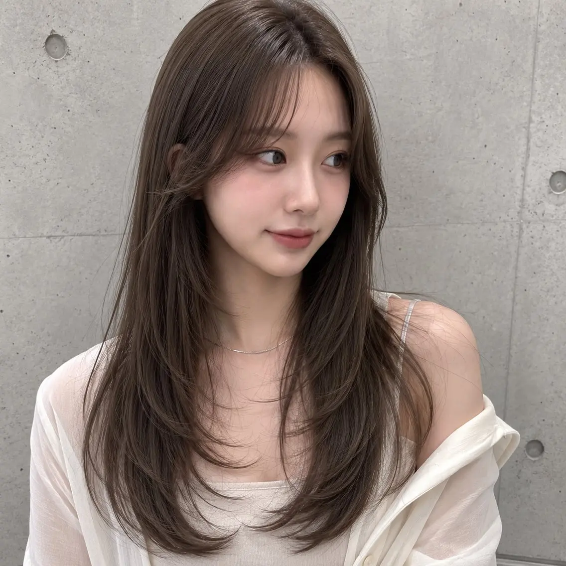 ロング カラー カット ヘアカラー トリートメント 盛れる顔まわりカット 髪質改善/渋谷/れんのヘアスタイル