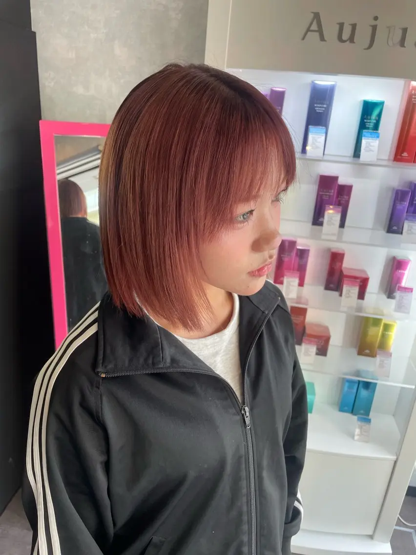 ミディアム カラー ピンクカラー ヘアカラー  ︎︎ 寧音のヘアスタイル