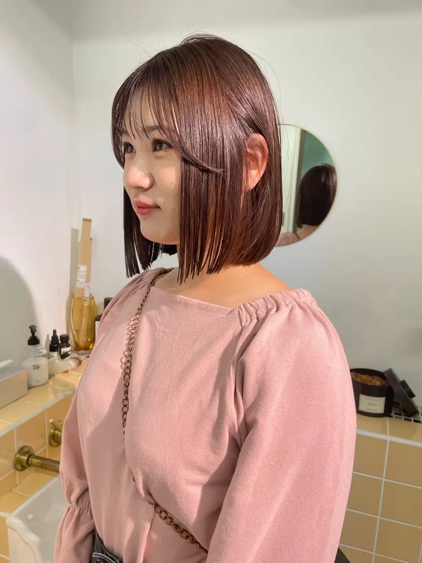ミディアム カラー 縮毛矯正 カット ヘアカラー トリートメント sakura🌸 レイヤー/韓国ヘアのヘアスタイル