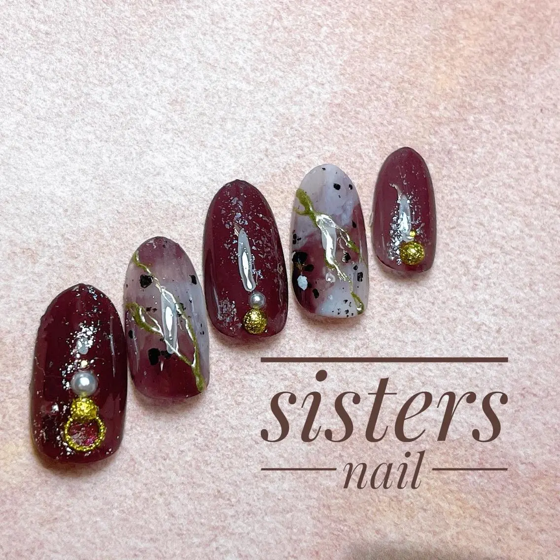 ネイル アートネイル キラキラネイル 大理石ネイル(マーブル) ニュアンスネイル シンプルネイル sisters nail.fのネイルデザイン