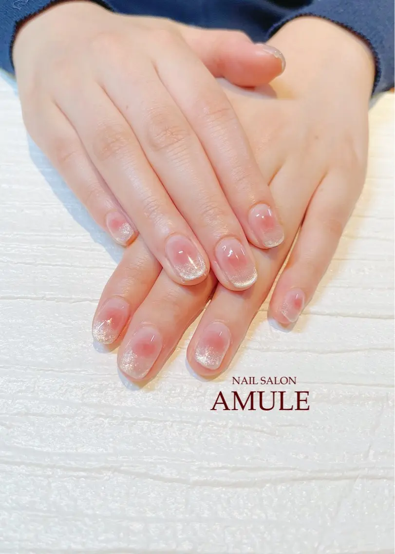 ネイル チークネイル ジェルネイル グラデーション マグネットネイル ハンドネイル NAILSALON AMULEのネイルデザイン