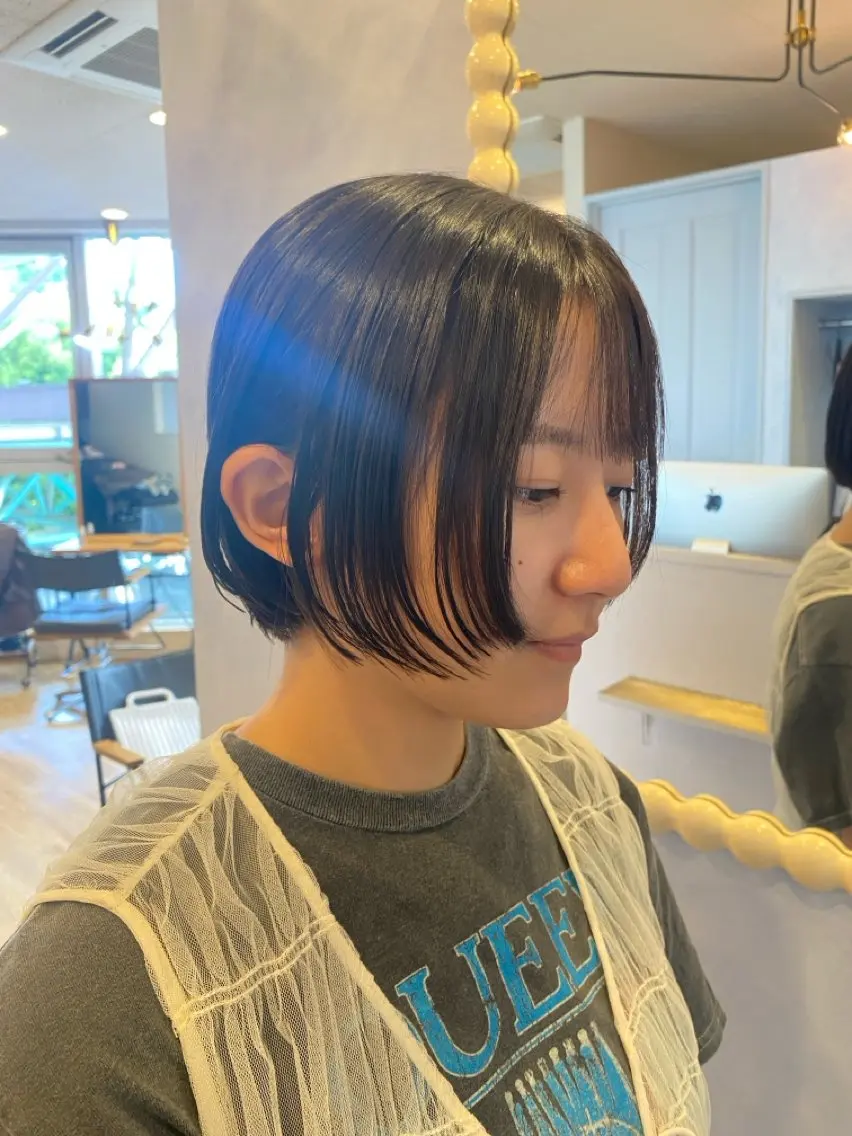 ショート 顔周りカット ケアストレート ハナシロミサキのヘアスタイル