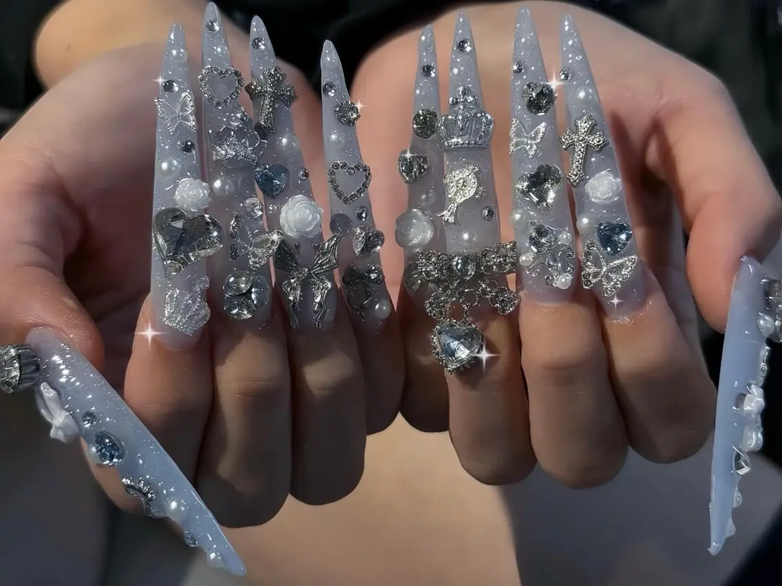 ネイル オーロラネイル ブルー フットネイル ジェルネイル 氷ネイル・うるうるネイル ハンドネイル Rin Nail 新大久保店のネイルデザイン