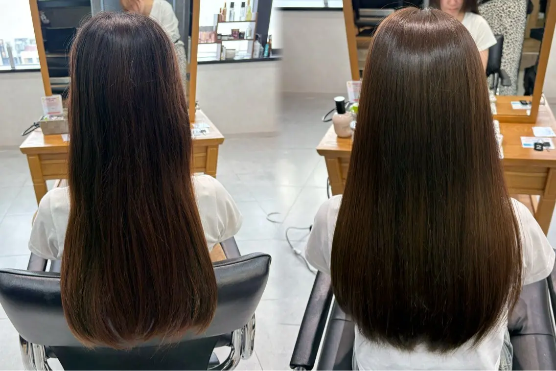 ロング 髪質改善 ヘアカラー カラーモデル募集 🤍momoha🤍のヘアスタイル