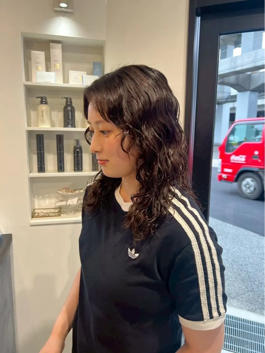 セミロング パーマ カット パーマ 黒阪 なみのヘアスタイル