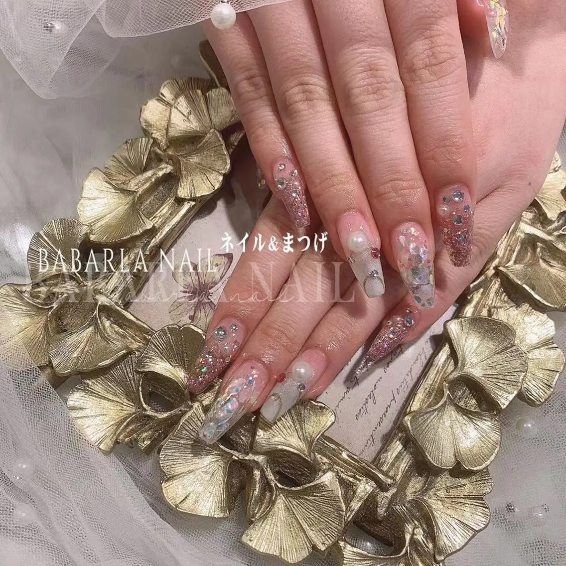 ネイル ラメ(グリッター) ピンク パープル Babarla Nailのネイルデザイン