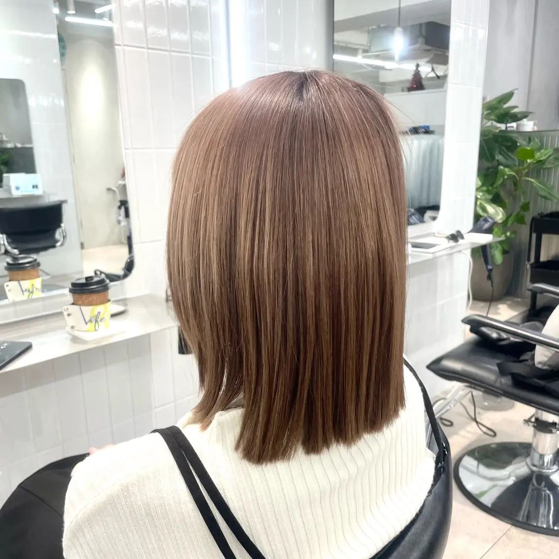 ショート カラー ブラウンカラー ケアカラー 髪質改善 トリートメント 表参道/ハイライト バレイヤージュのヘアスタイル