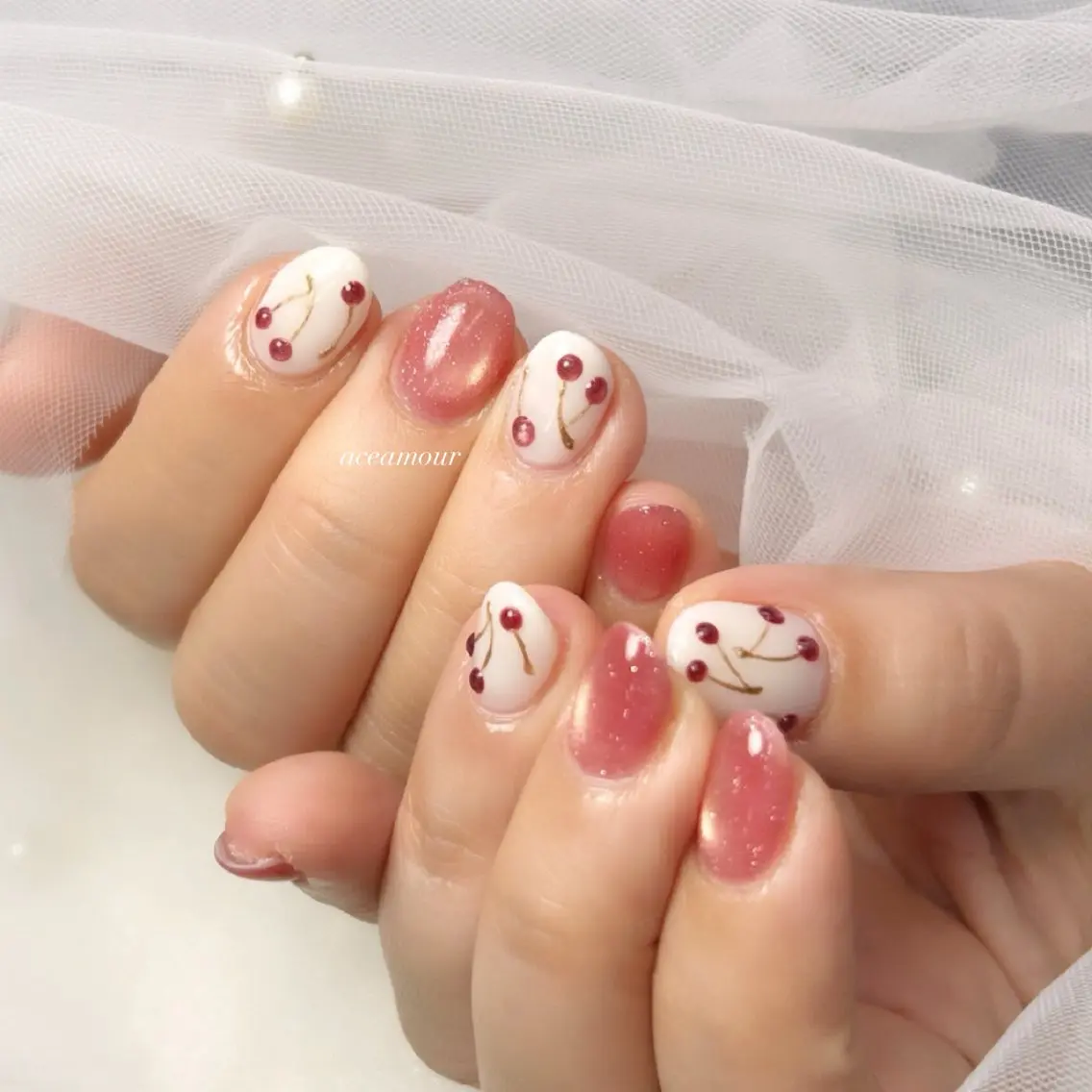 【期間限定🍒オフ込み】ぷっくりさくらんぼネイル💕の写真