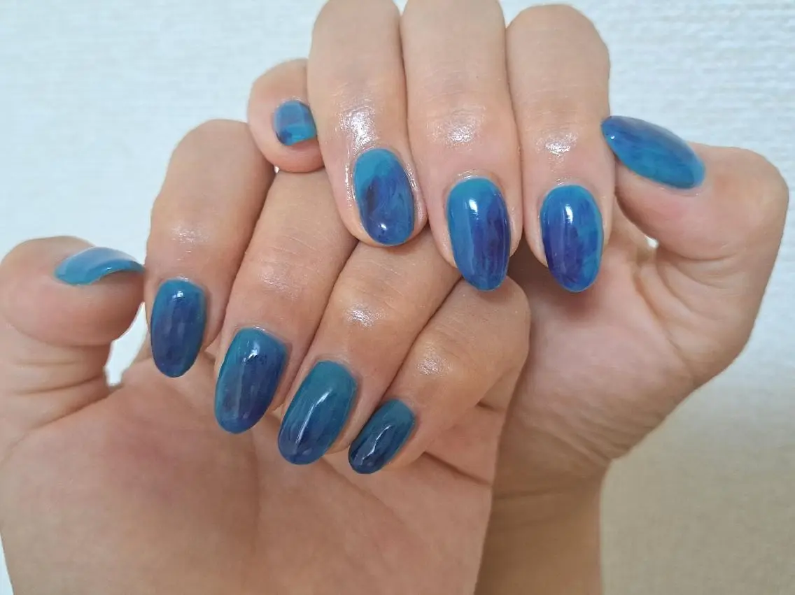 ネイル ブルー ニュアンスネイル ハンドネイル フットネイル Lupinus ルピナスのネイルデザイン