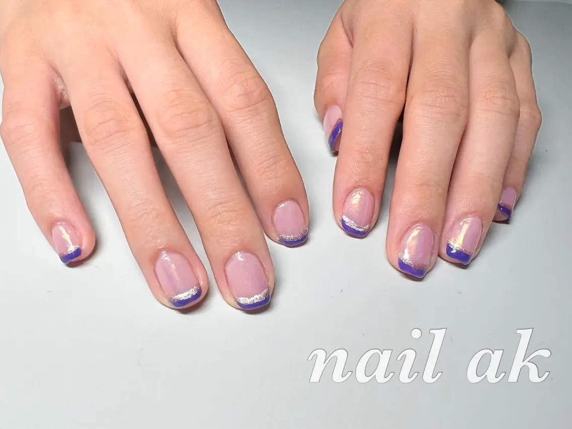 ネイル フレンチネイル 氷ネイル・うるうるネイル ハンドネイル ak nail .のネイルデザイン