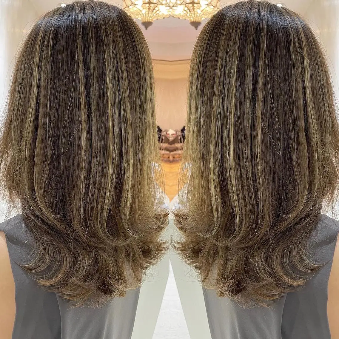 セミロング カラー アッシュ ベージュカラー ケアカラー 透明感カラー ハイライトカラー ヘアカラー トリートメント 河合秀明/ショート /ボブ/レイヤーのヘアスタイル