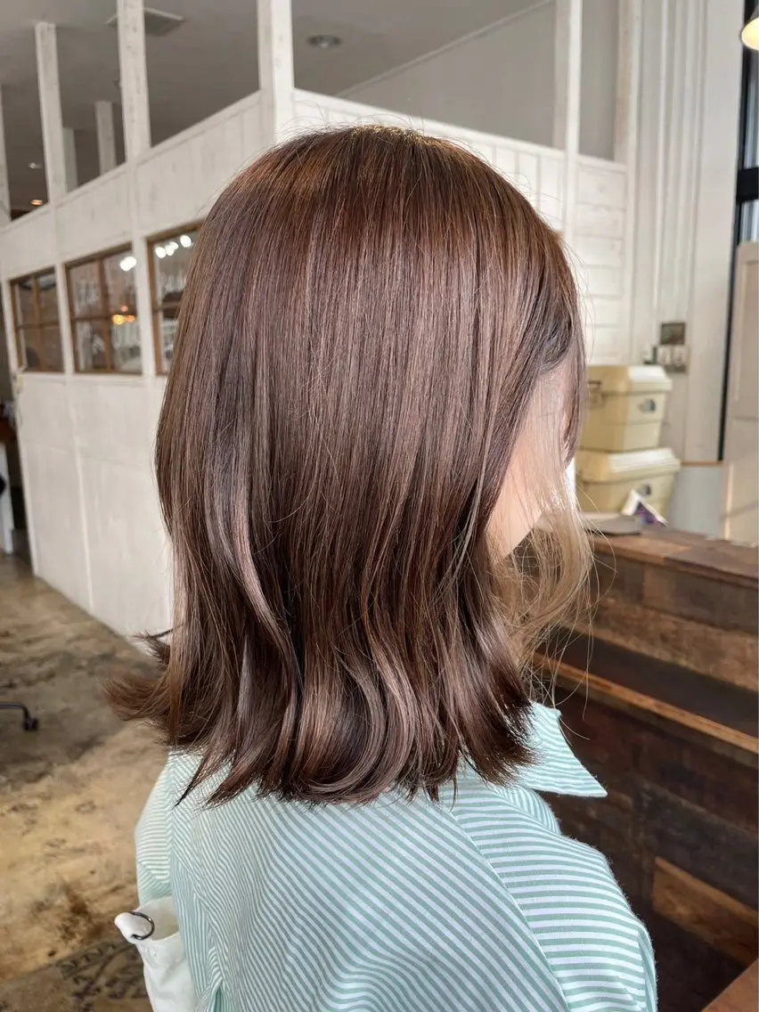 ミディアム カット ヘアカラー Hair Ruup ちさきのヘアスタイル