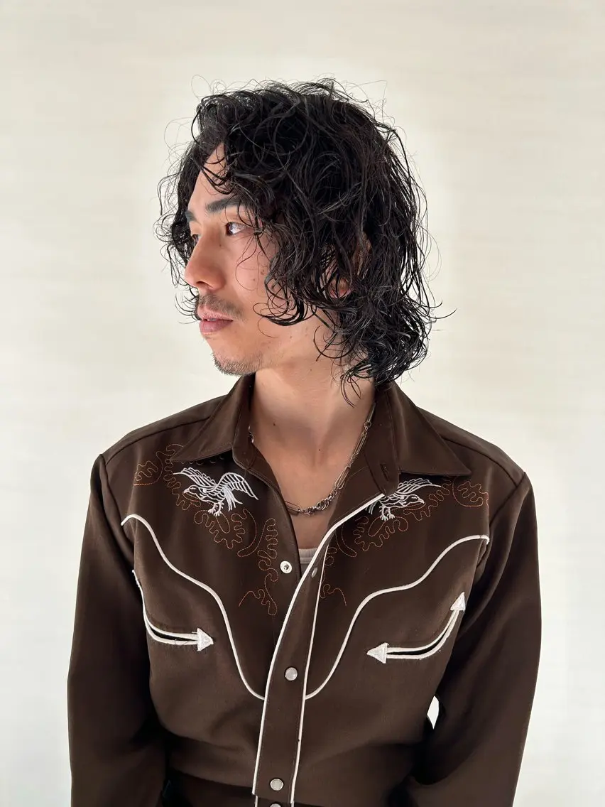 ミディアム パーマ メンズ ミディアムパーマ メンズパーマ kazuki iconのヘアスタイル