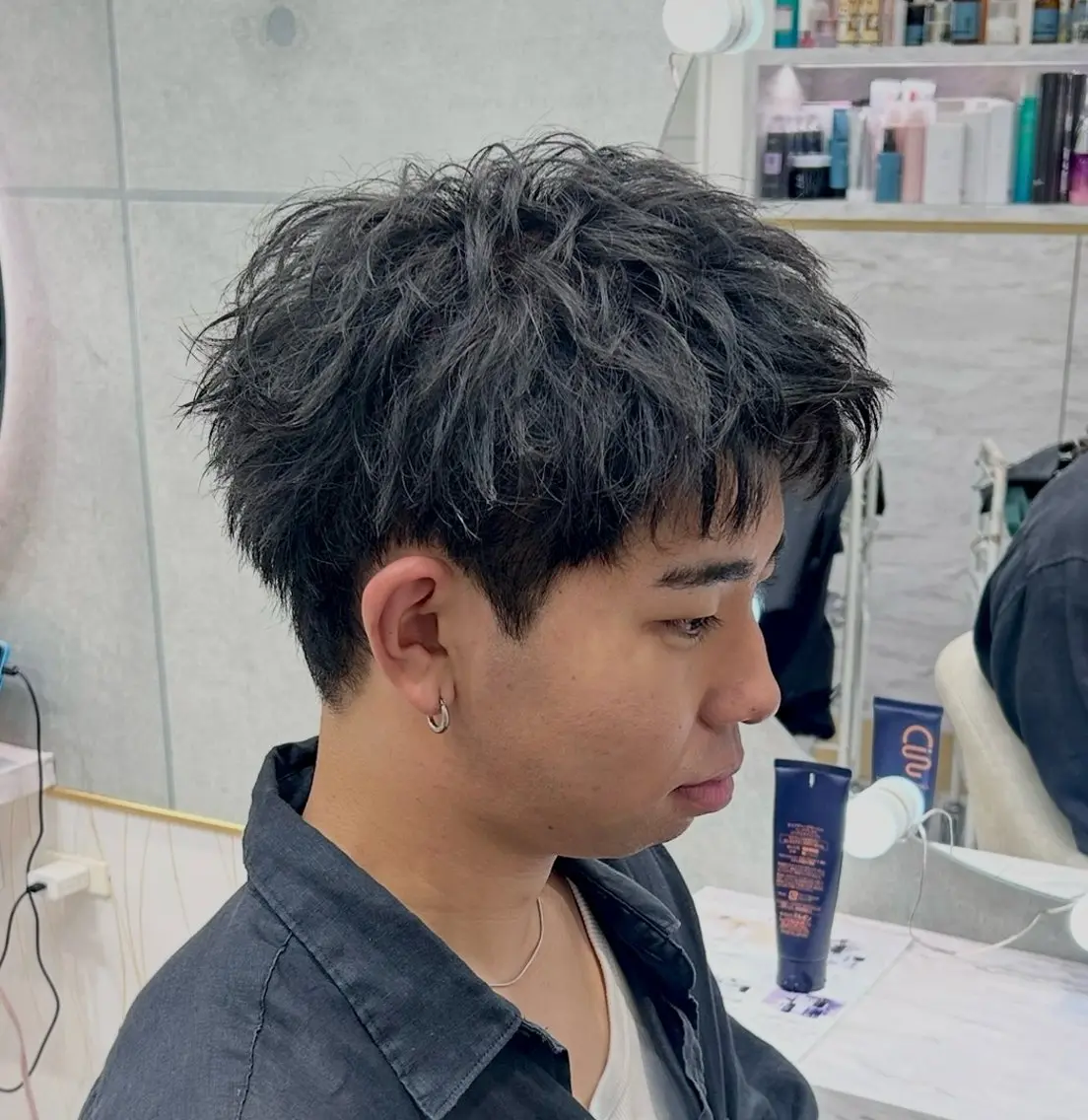 ショート パーマ メンズ カット パーマ 岩城 滉成のヘアスタイル