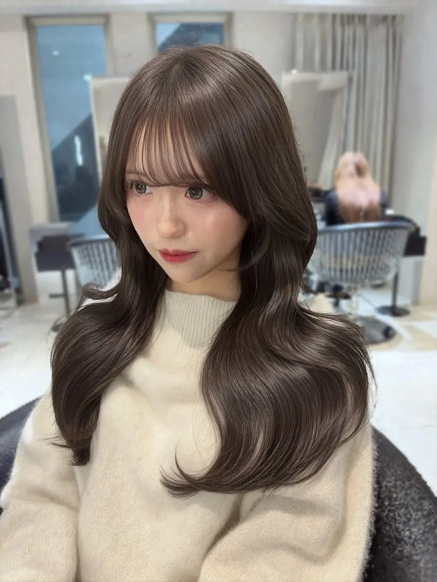 ロング カラー カット ヘアカラー トリートメント 韓国レイヤー×モテ髪 /MITSUKI🤍のヘアスタイル