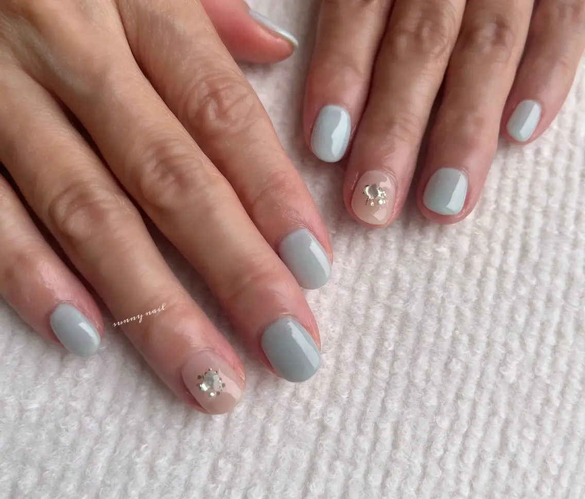 ネイル ジェルネイル 水色 パラジェル sunny nailのネイルデザイン