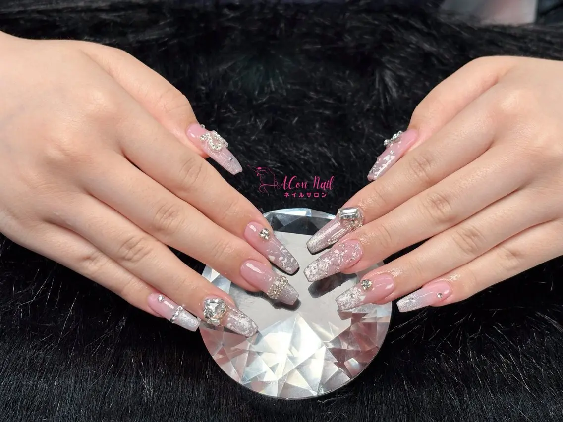 ネイル 桜ネイル 長さ出し フラワーネイル フレンチネイル ジェルネイル ハンドネイル ACon NailSalonのネイルデザイン