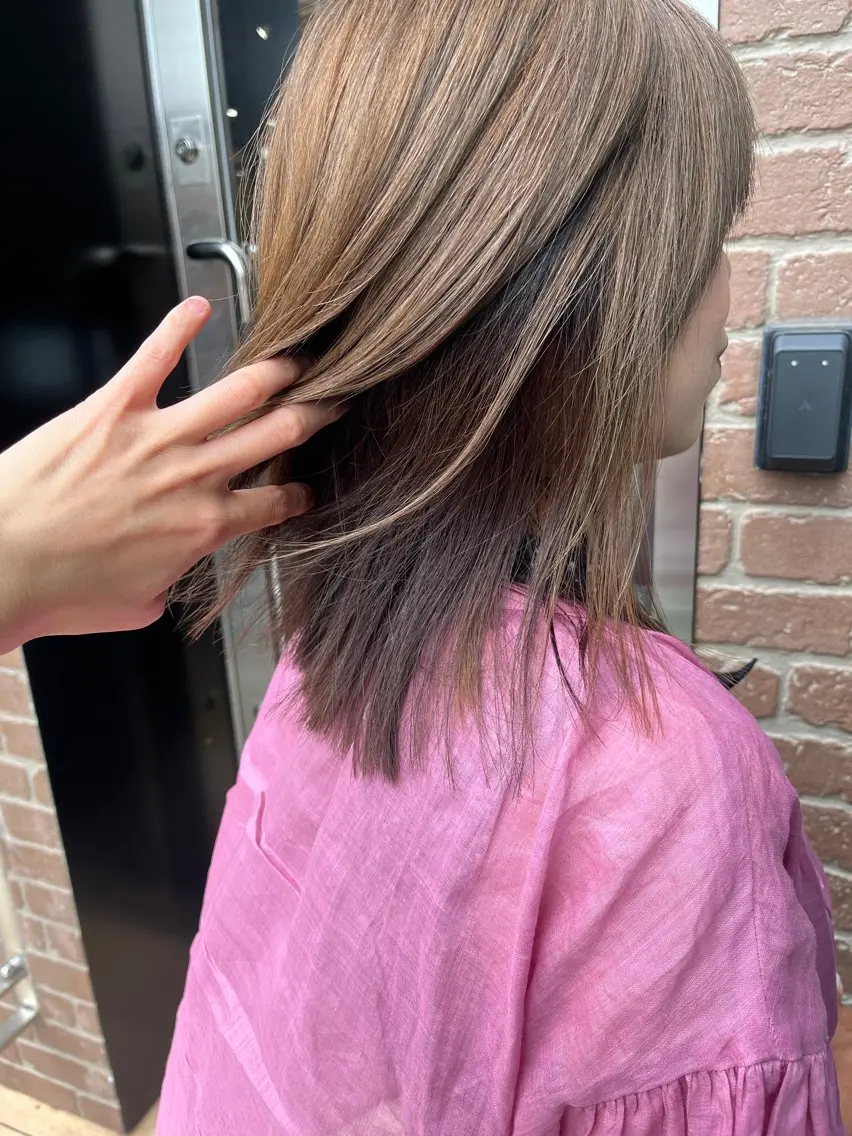 セミロング カラー カット ヘアカラー ヘアセット 久木原 ゆりのヘアスタイル