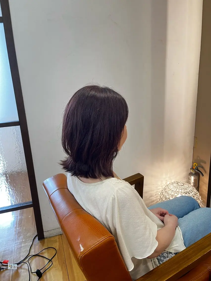 ミディアム カラー ブラウンカラー くびれヘア レイヤーカット カット ヘアカラー 河内花園駅/ 片岡のヘアスタイル