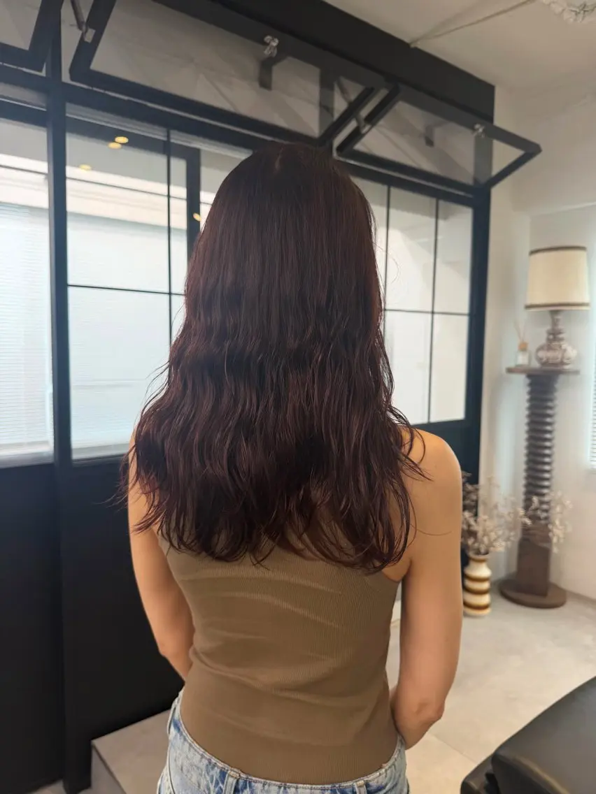 ロング カラー ピンクカラー benji amiのヘアスタイル
