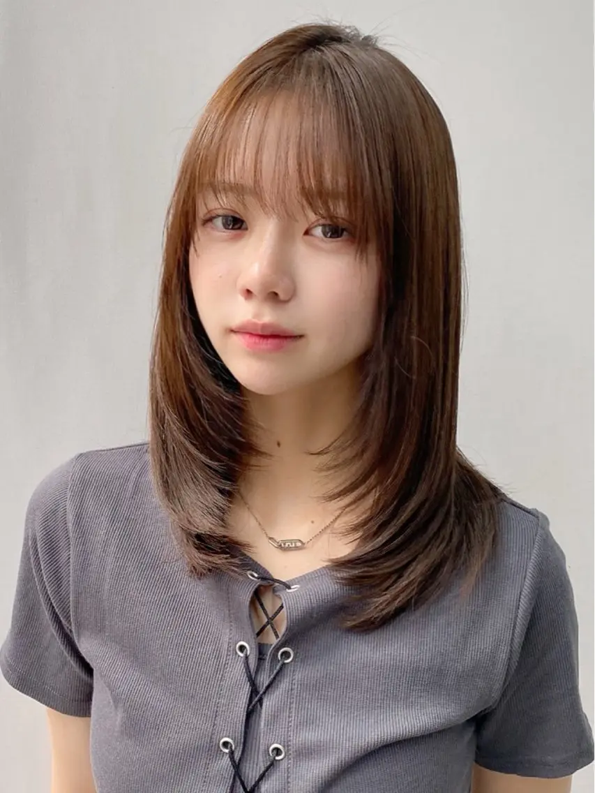 セミロング カラー 韓国風ヘア レイヤーカット カット ヘアカラー トリートメント レイヤー×髪質改善✨ 渋谷/佐藤侑哉のヘアスタイル