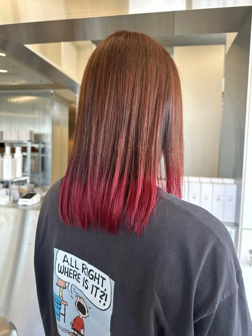 ミディアム カラー ブリーチ レッドカラー SLOW🫧 ルナ🫧のヘアスタイル