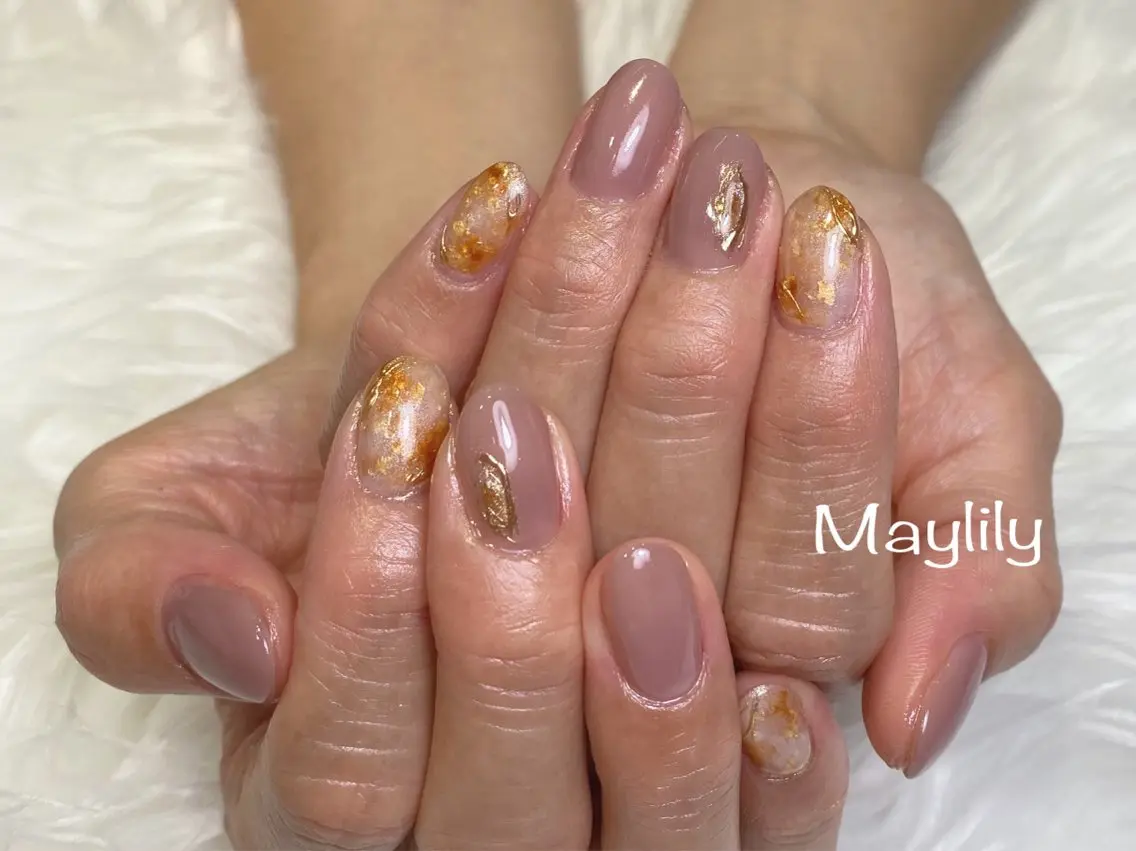 ネイル べっ甲ネイル ピンク ハンドネイル Nail salon Maylilyのネイルデザイン
