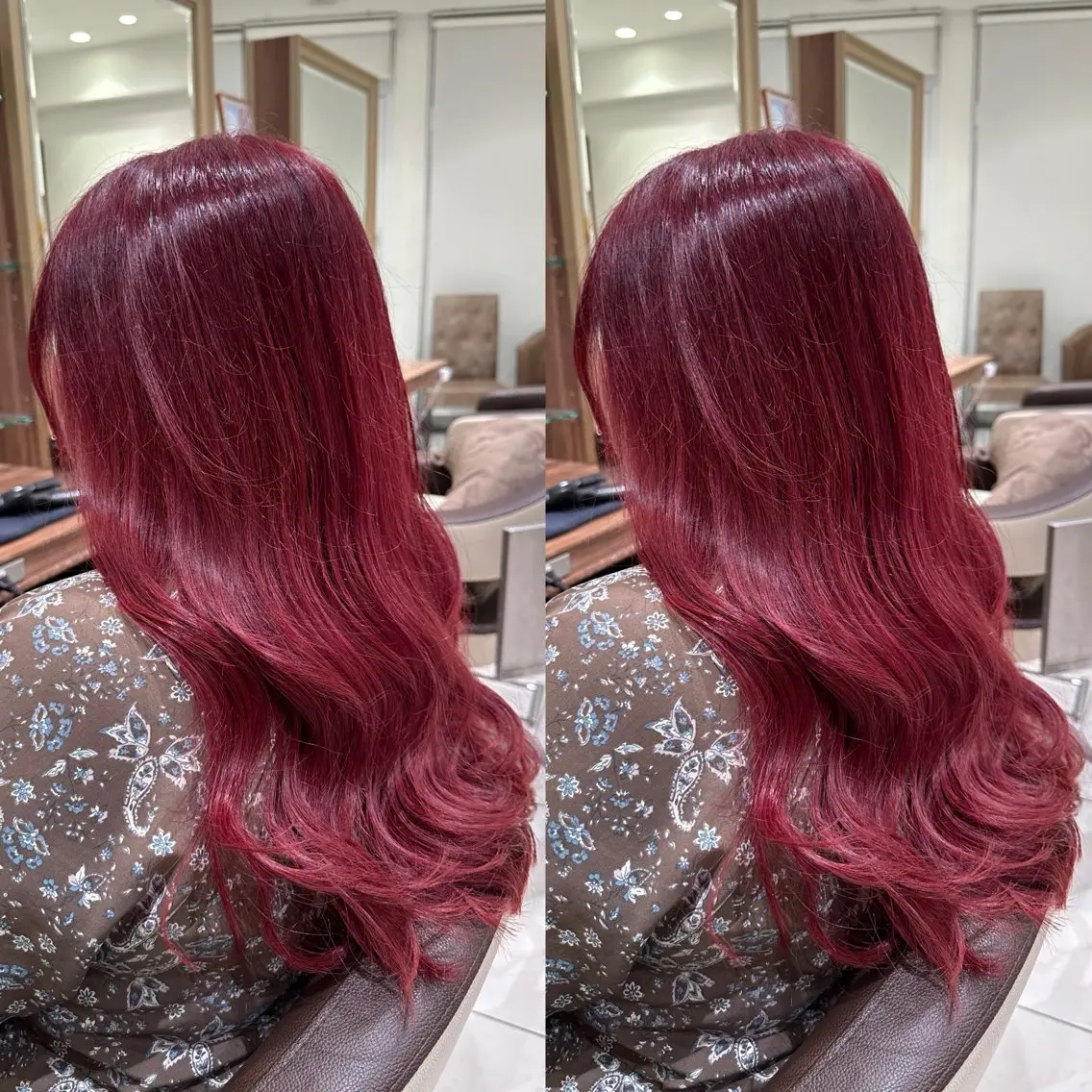 ロング カラー ブリーチ ピンクカラー レッドカラー 盛れる韓国ヘア♡ 🌻鈴木花🌈のヘアスタイル