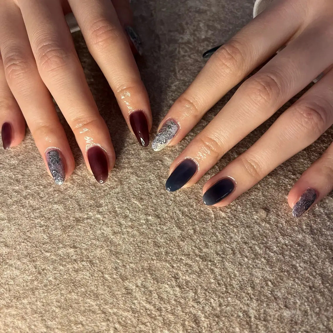 ネイル アートネイル ジェルネイル マグネットネイル ワンカラーネイル パラジェル ハンドネイル nail slow.のネイルデザイン