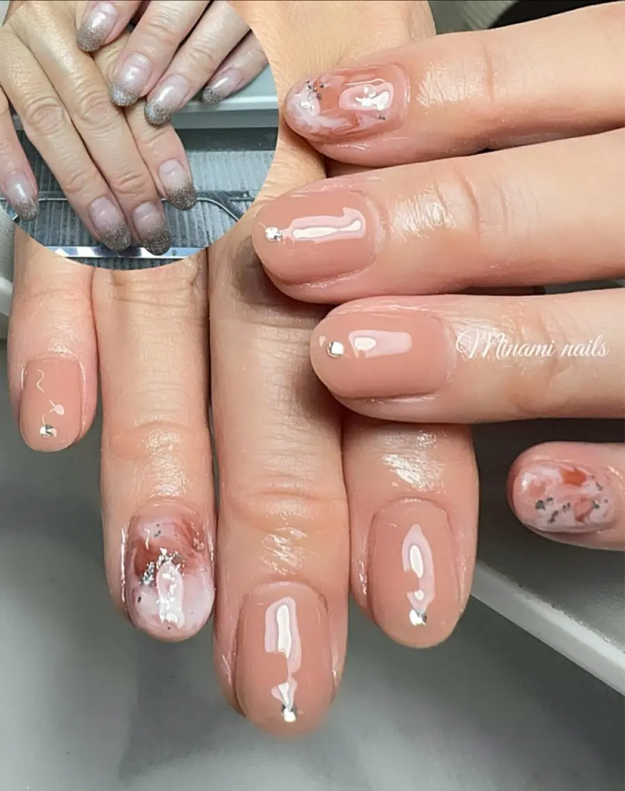 ネイル アートネイル オーロラネイル ガーリー キラキラネイル 韓国ネイル Minami Nailsのネイルデザイン