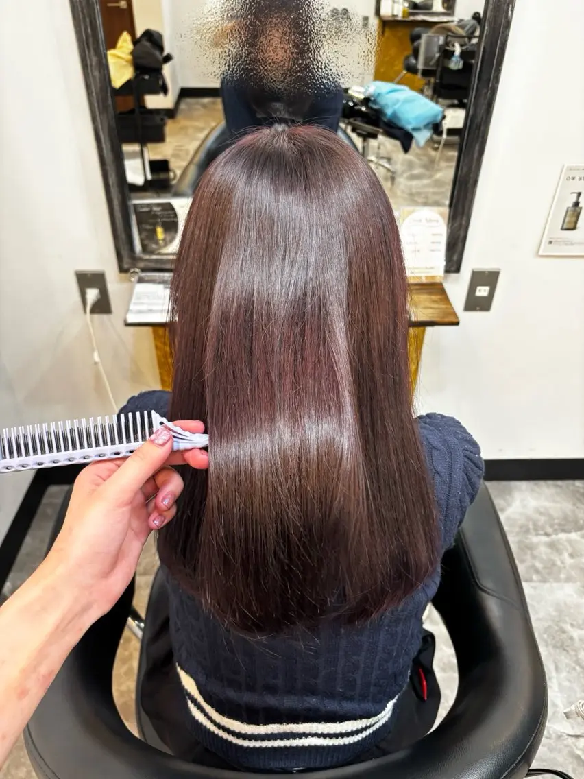 セミロング カラー ブラウンカラー ココアブラウン 松本|似合わせ眉 ×まつげパーマ×ヘアの眉毛・アイブロウイメージ