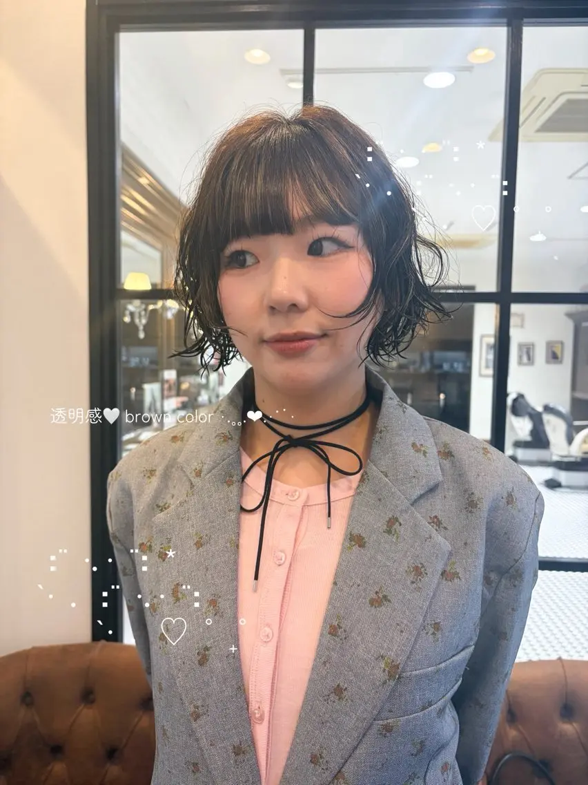 ショート パーマ ボブ&寒色🎐ᩚ 短髪 COCOROのヘアスタイル