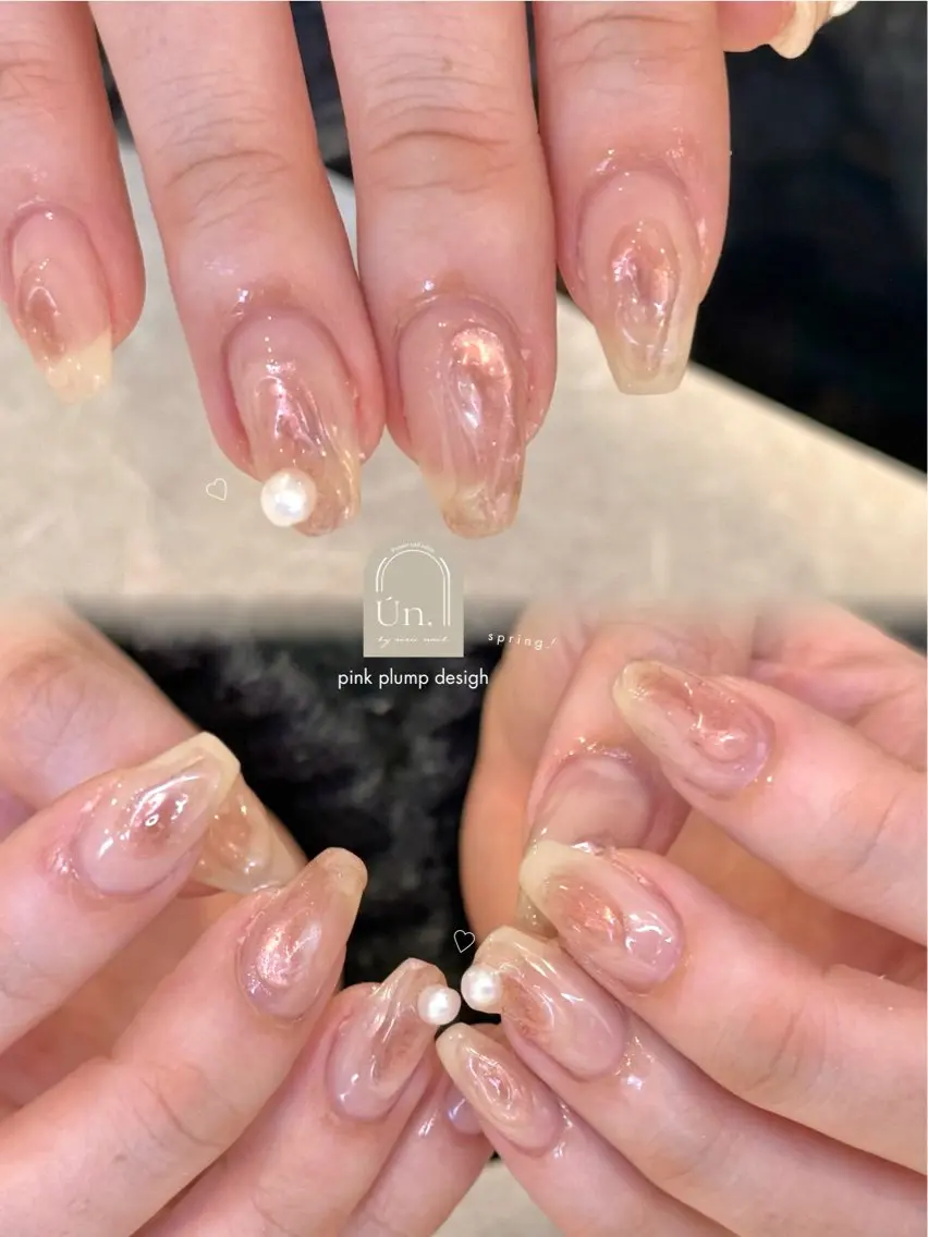 ネイル ニュアンスネイル ピンク 春ネイル Ún. 非対面ネイルサロンのネイルデザイン
