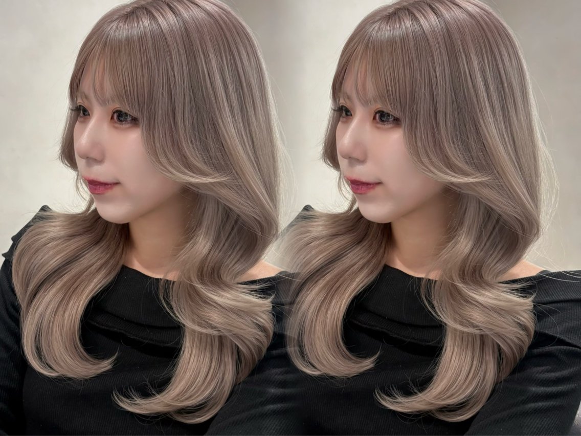 ロング レイヤーカット ヘアセット 💎レイヤー×艶 透明感カラー│フウカのヘアスタイル