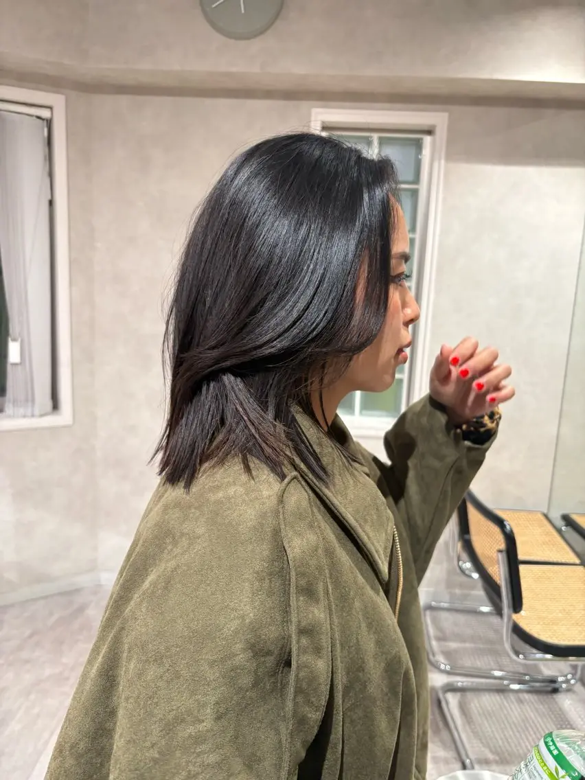 ミディアム 顔周りカット レイヤーカット カット ヘアカラー 透明感カラー/海外風 レイヤー/mao🗽のヘアスタイル