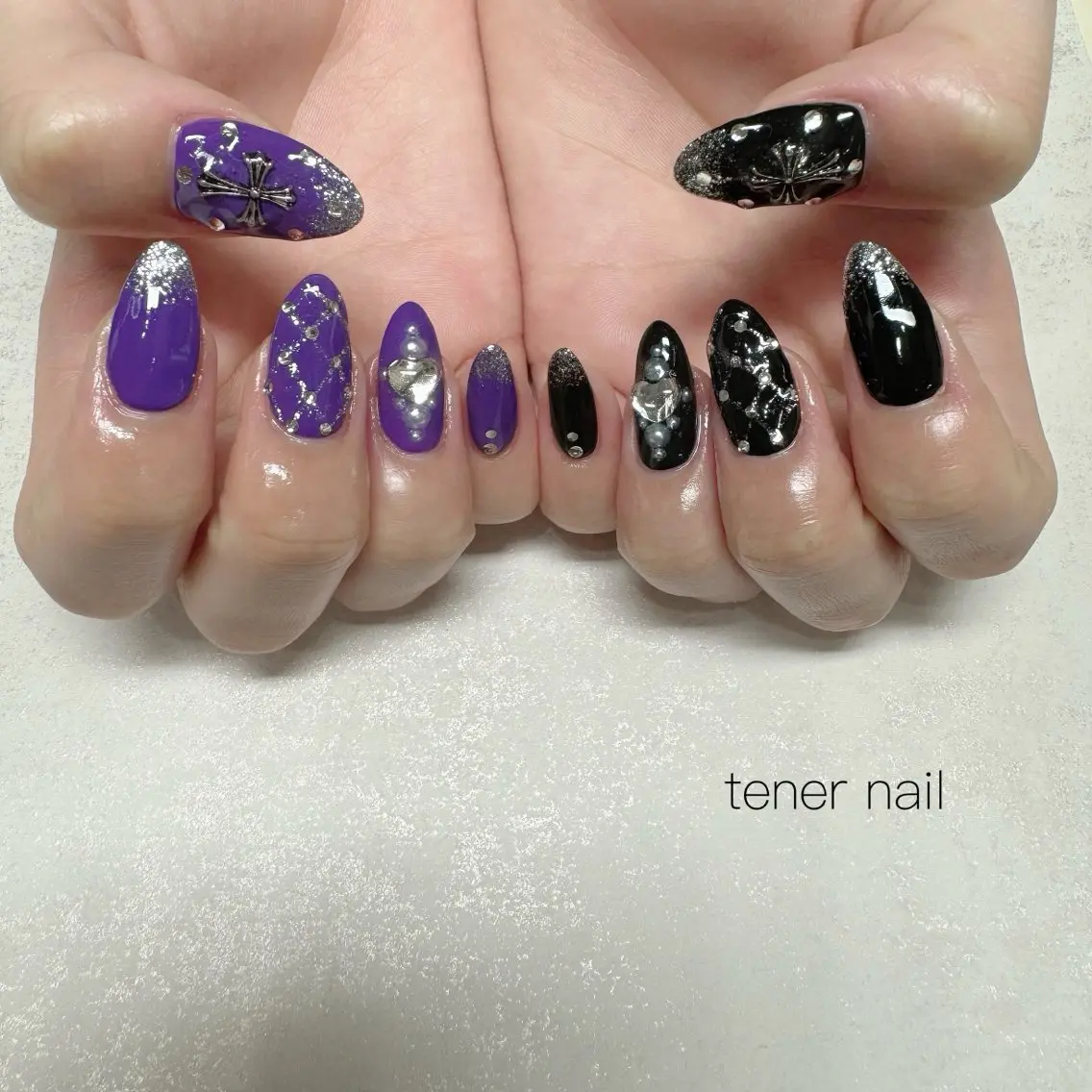 ネイル パープル ハンドネイル テネルネイル tener nailのネイルデザイン