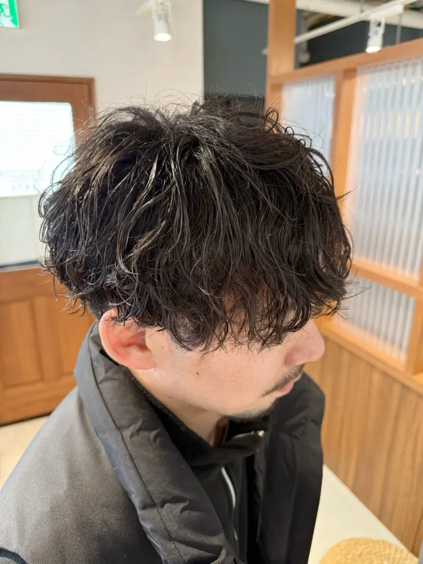 パーマ メンズ カット パーマ 岡本 太陽☀️のヘアスタイル