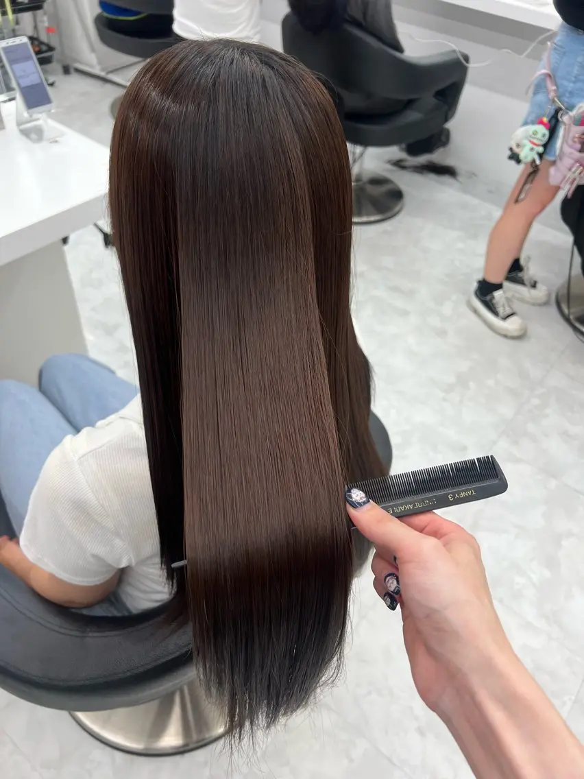 ロング カラー 💖似合わせカラー レイヤー💖縮毛矯正のヘアスタイル