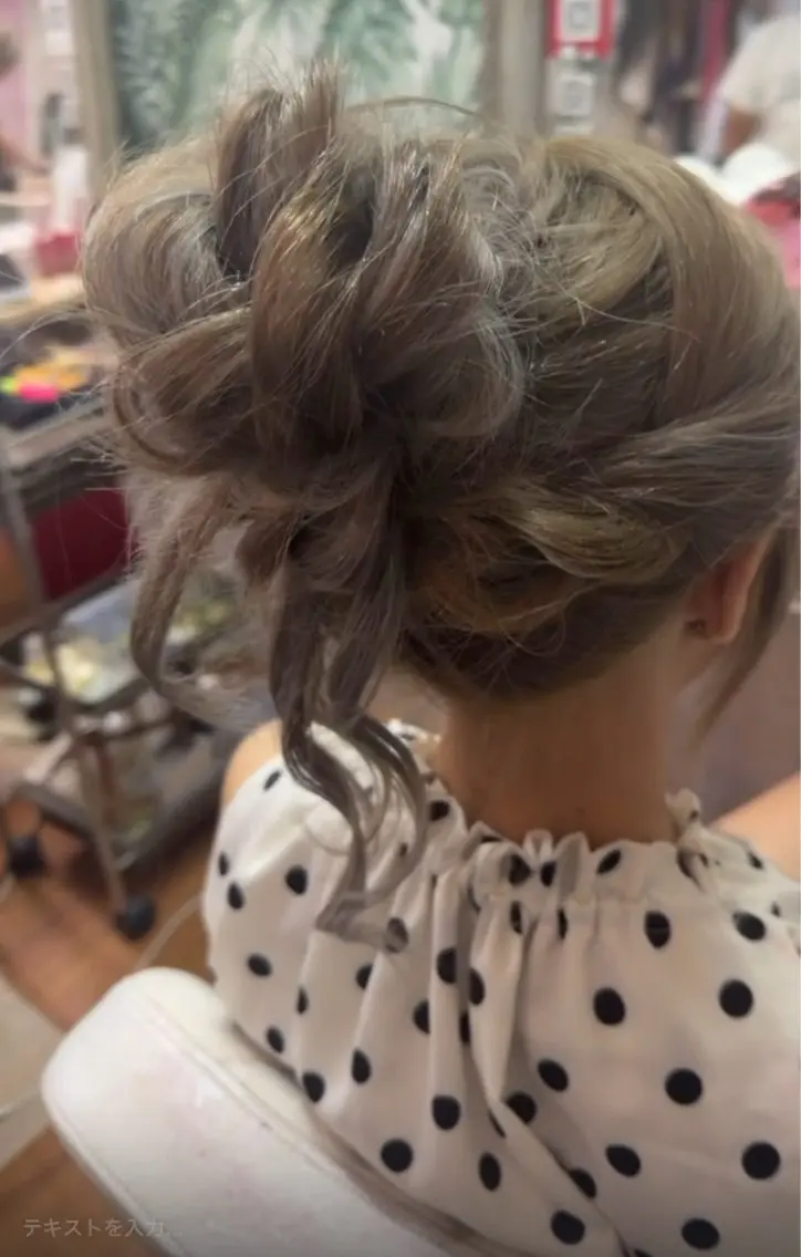 ロング お団子ヘア ヘアセット 葵 アオイのヘアスタイル