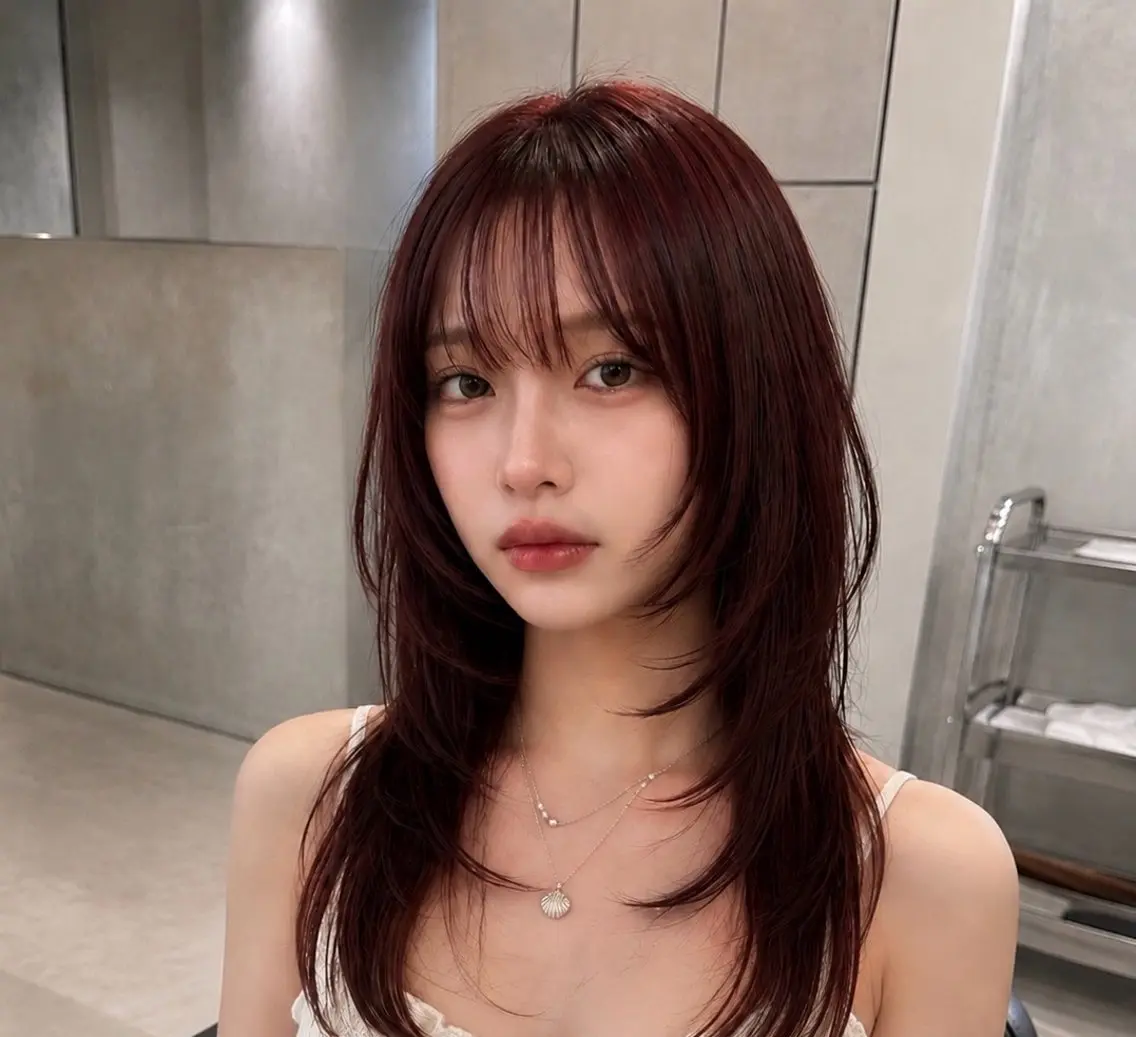 ロング カラー レイヤーカット 似合わせカット カット ヘアカラー トリートメント 韓国レイヤー/透明感 髪質改善/トワのヘアスタイル