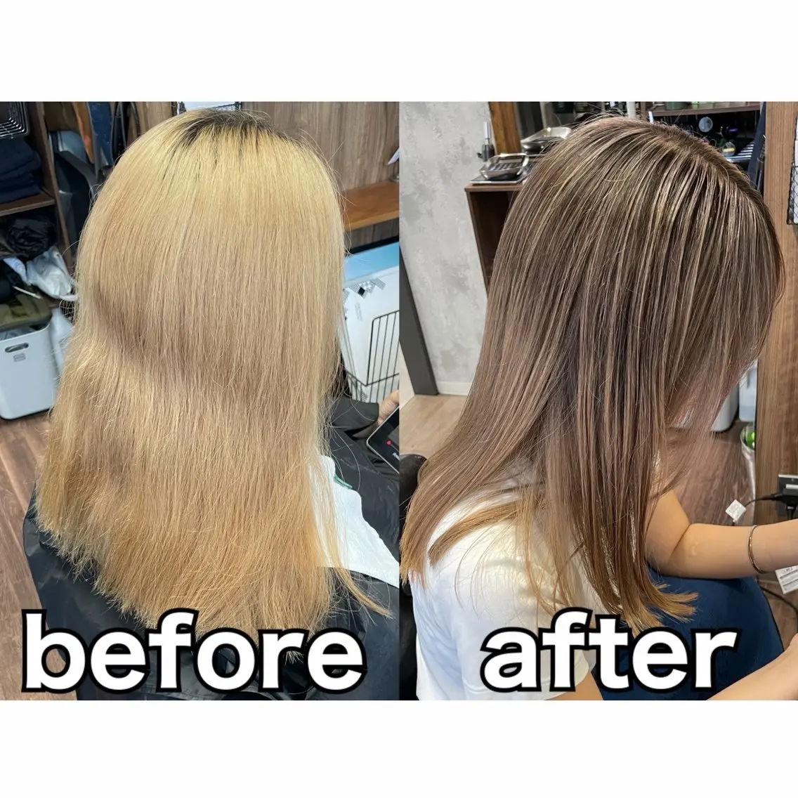 セミロング カラー バレイヤージュ レイヤーカット カット ヘアカラー トリートメント Lull1人美容室 イージーパーマのヘアスタイル