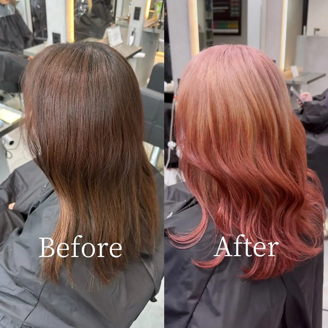 ミディアム カラー ピンクカラー レッドカラー カット ヘアカラー トリートメント せいせい/エクステ /ルーツカラーのヘアスタイル