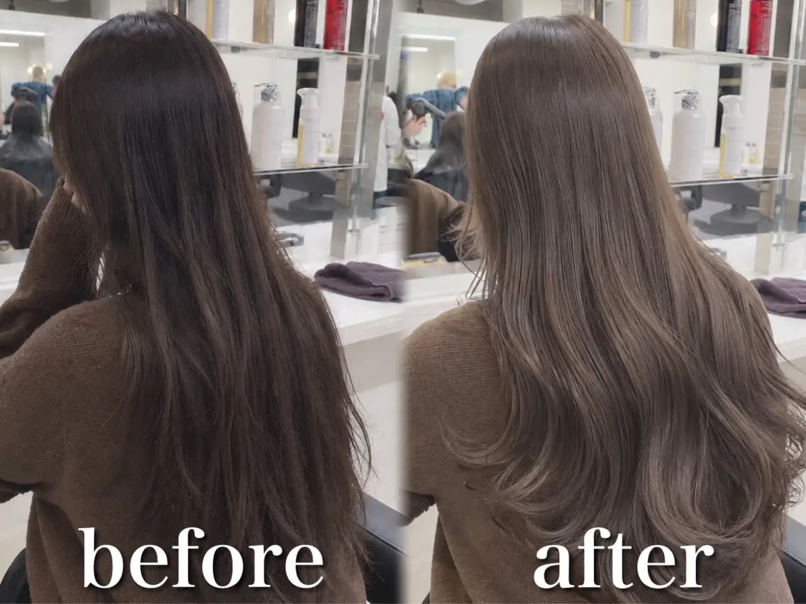 セミロング カラー カット ヘアカラー 縮毛矯正 トリートメント ブリーチ縮毛矯正/ 韓国レイヤー/飛我のヘアスタイル