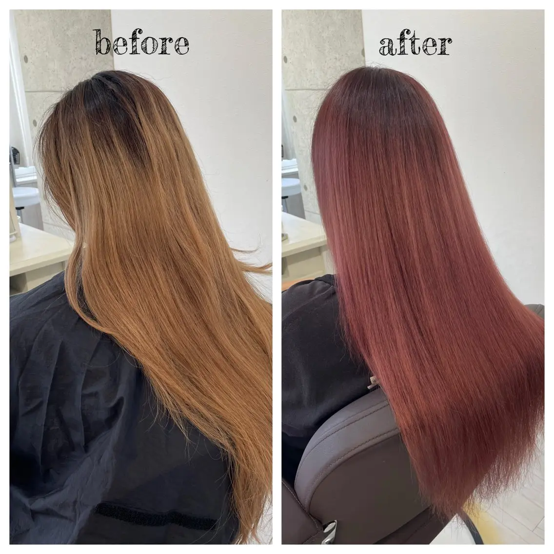 ロング カラー ルビー ヘアカラー PutiLuca 浅川のヘアスタイル