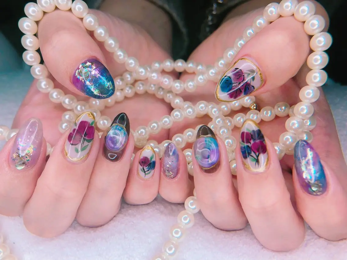セミロング ネイル ハンドネイル 長さ出し専門 nynaのネイルデザイン