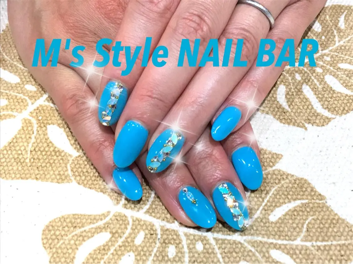 ネイル ブルー ハンドネイル M's Style NAIL BARのネイルデザイン