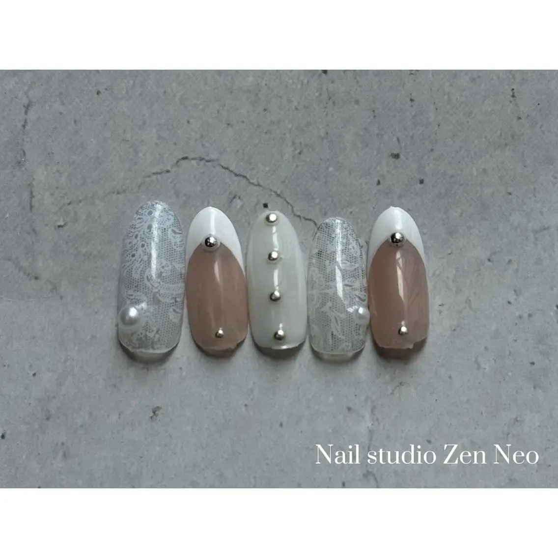 ネイル フレンチネイル レース ハンドネイル Zen Neo / SEINA🎀のネイルデザイン